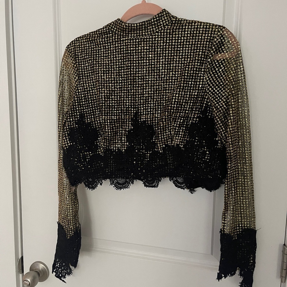 Elegant Black and Gold glitter Women's Crop top